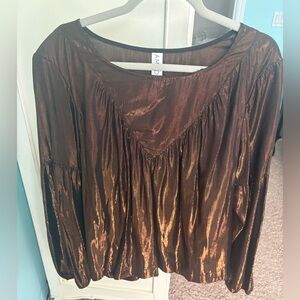 Brown Metallic Women's Top